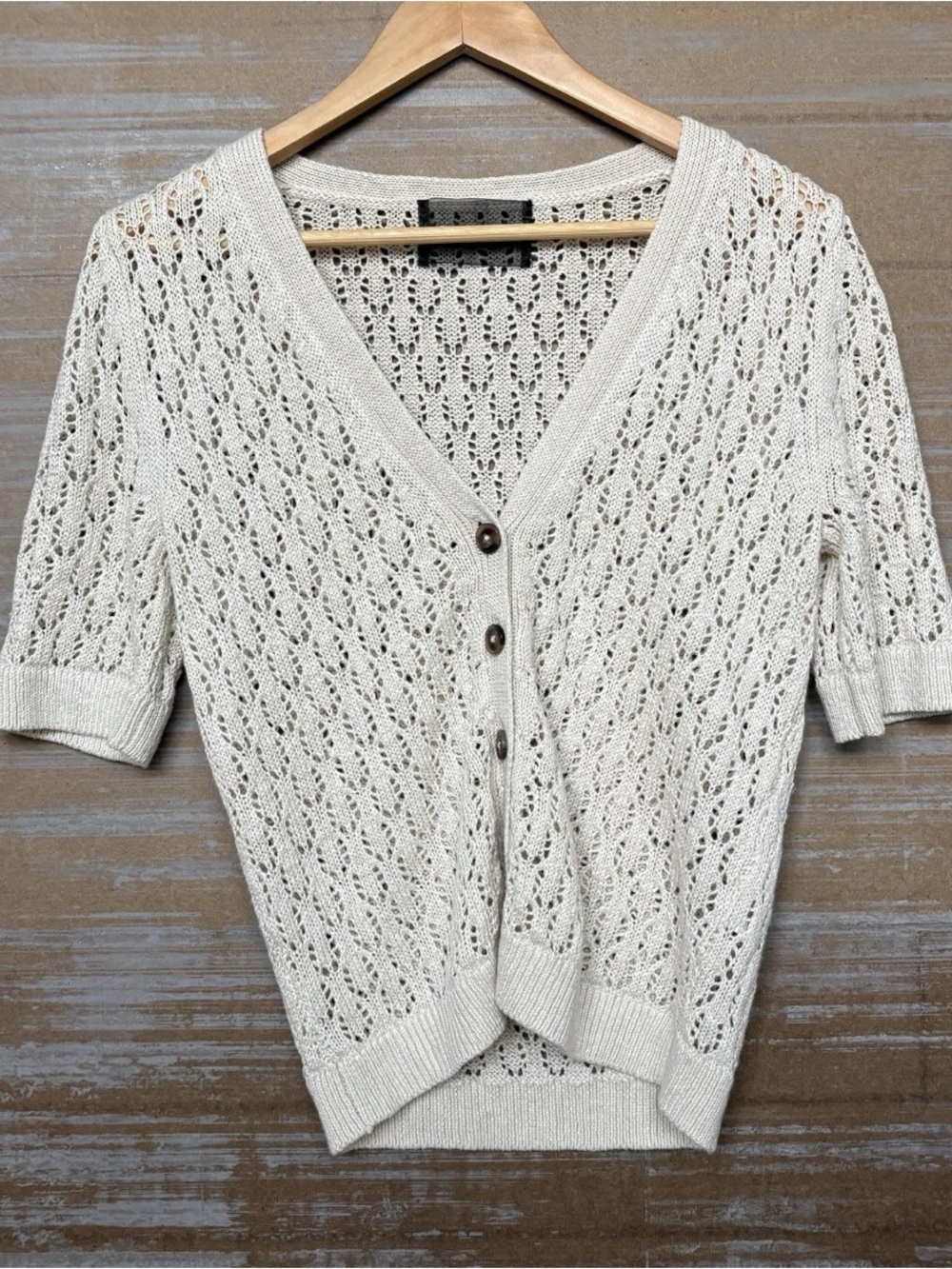 Reformation 100% Linen Knit Cardigan Summer Preppy Classic Neutral Womens S